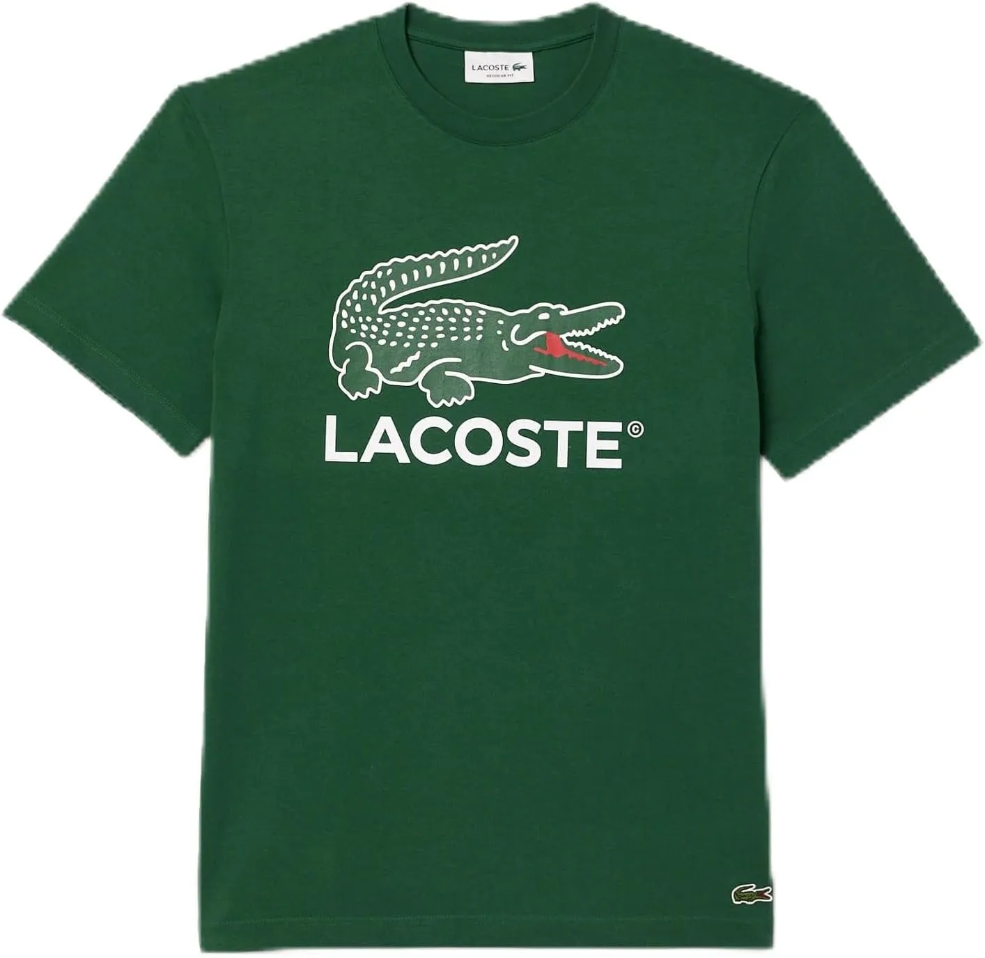 Lacoste Mens Regular Fit Short Sleeve Crew Neck Tee Shirt W Large Croc and Lacoste Graphic on the Front of the Chest