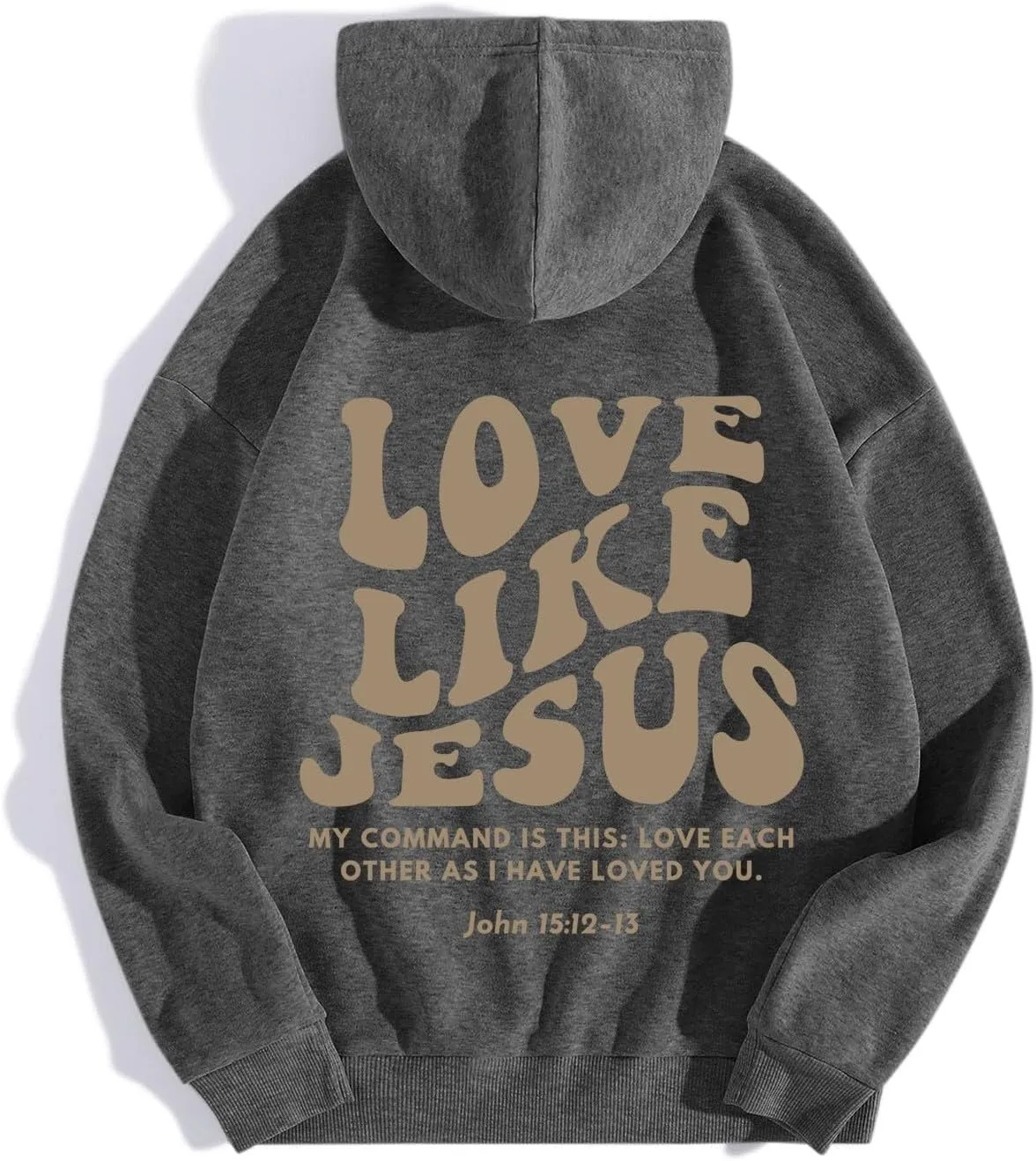 Love Like Jesus Hoodies for Men Letter Graphic Christian Faith Hoodies with Pocket Long Sleeve Drawstring Hooded Sweatshirts