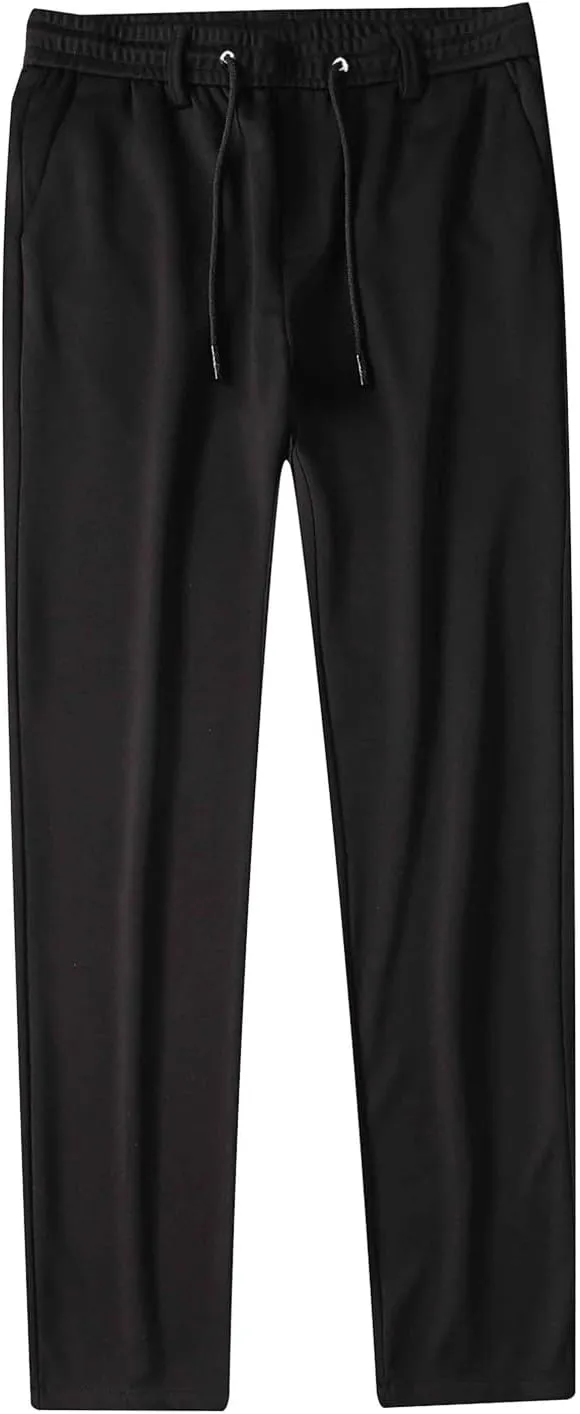 Men Cargo Chino Pants Casual Linen Stretchy Drawstring Waist Pant Sweatpants Joggers Sports Gym Jogging