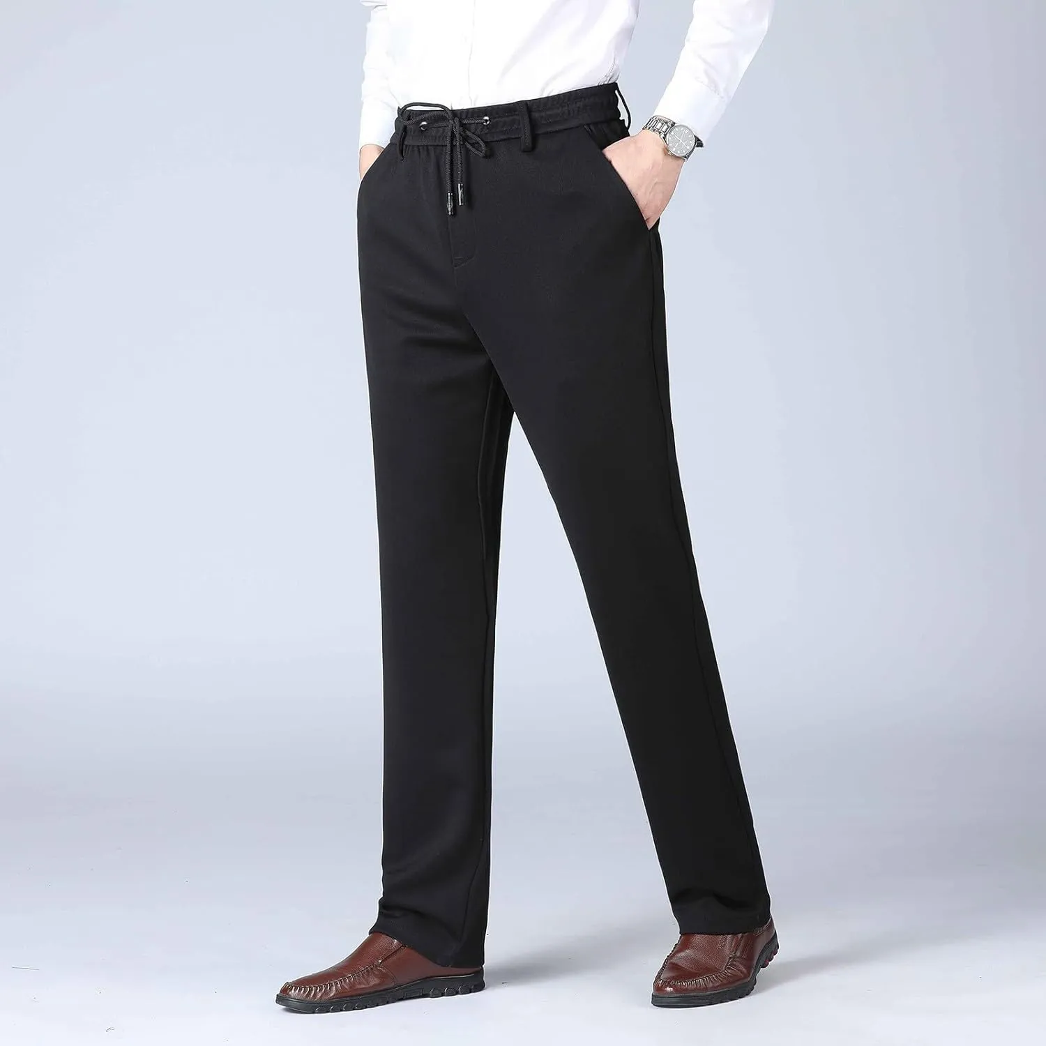 Men Cargo Chino Pants Casual Linen Stretchy Drawstring Waist Pant Sweatpants Joggers Sports Gym Jogging