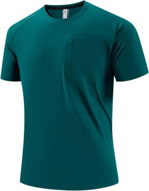 Mens Athletic Shirt Short Sleeve with Zipper Pocket Lightweight UPF 50   Crewneck T-Shirt for Workout Casual Wear 2025