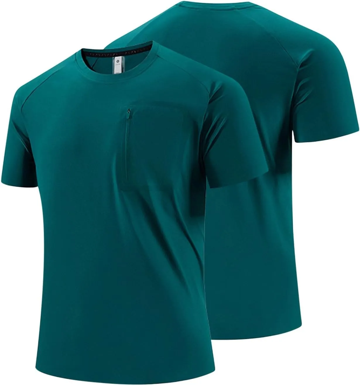 Mens Athletic Shirt Short Sleeve with Zipper Pocket Lightweight UPF 50   Crewneck T-Shirt for Workout Casual Wear 2025