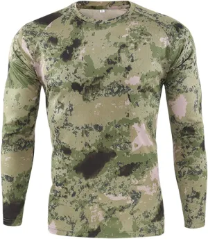 Men's Camouflage Hunting Shirt Long Sleeve Quick Dry Outdoor Clothing Camouflage Printed Sportswear