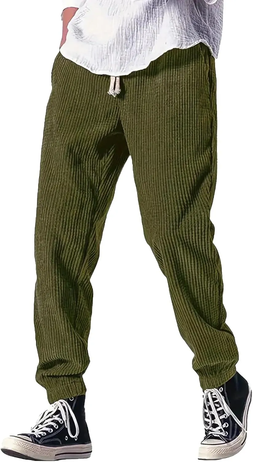 Men's Cargo Combat Pants Casual Cotton Stretchy Linen Pant Classic Sweatpants Joggers Sports Jogging Bottoms