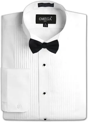 Mens Formal Wing Collar Tuxedo Shirt, 1/4" Pleat