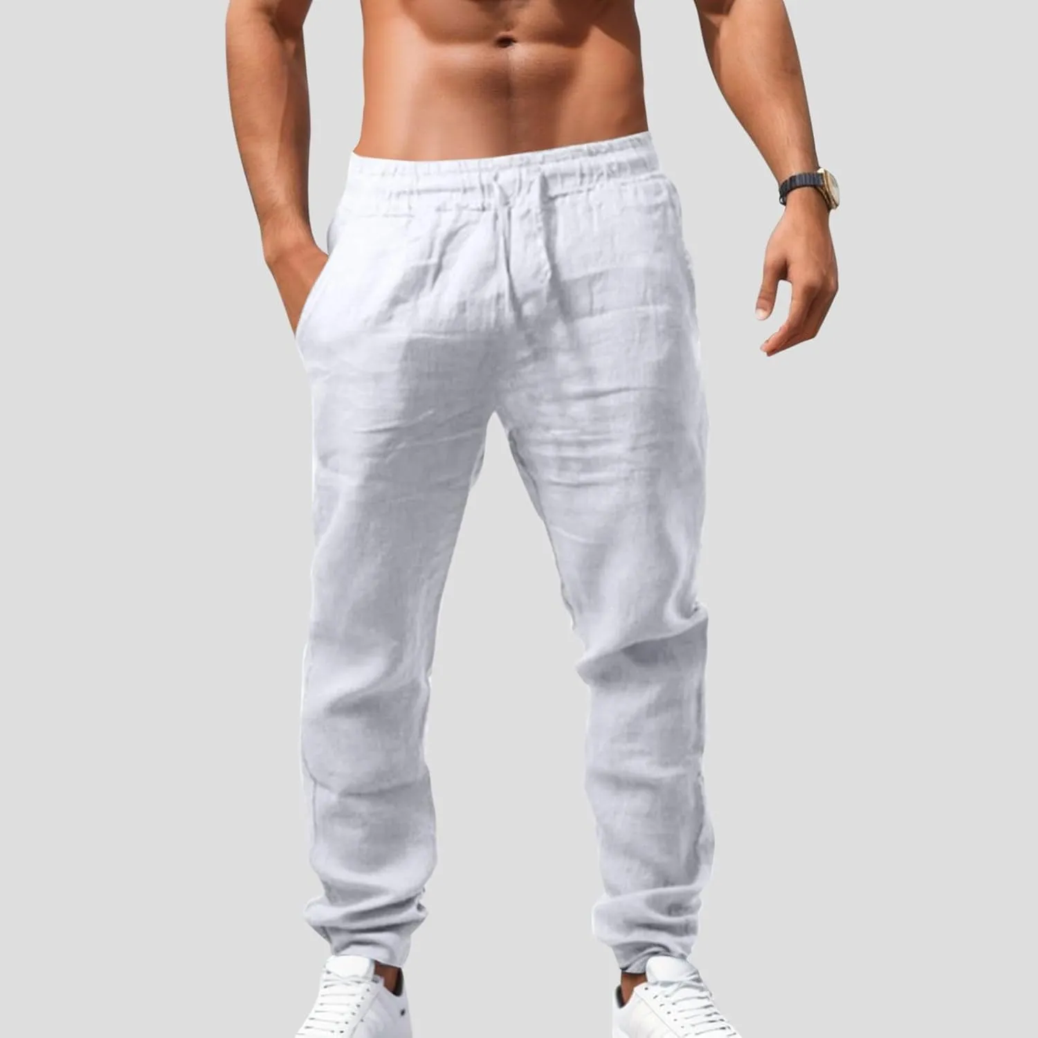 Men's Pant Casual Plain Joggers Gym Sports Yoga Sweatpant Tapered Elasticated Adjustable Waist Combat Pant