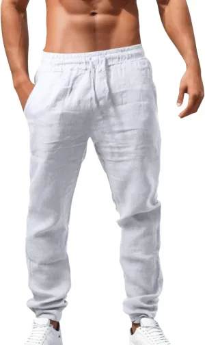 Men's Pant Casual Plain Joggers Gym Sports Yoga Sweatpant Tapered Elasticated Adjustable Waist Combat Pant