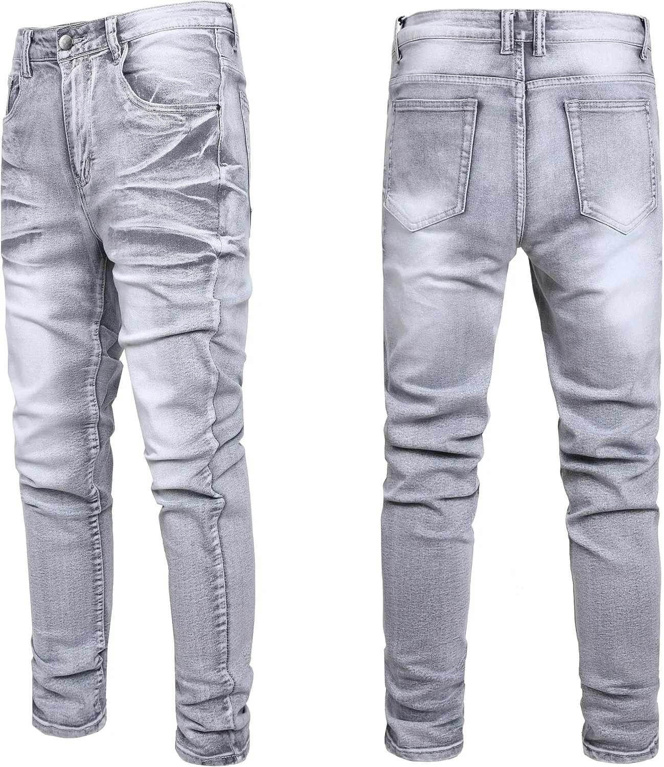 Men's Slim Fit Stretch Jean Blue Or Black Comfortable Soft Ripped Pants Demin