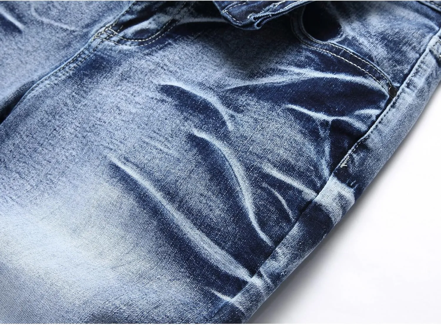 Men's Slim Fit Stretch Jean Blue Or Black Comfortable Soft Ripped Pants Demin