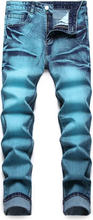 Men's Slim Fit Stretch Jean Blue Or Black Comfortable Soft Ripped Pants Demin