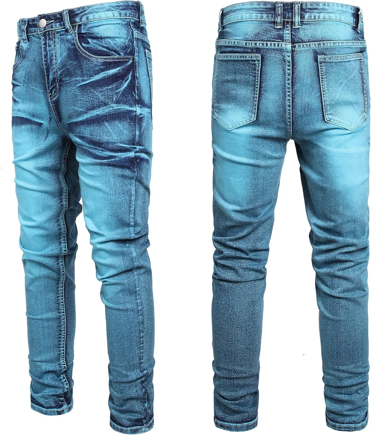 Men's Slim Fit Stretch Jean Blue Or Black Comfortable Soft Ripped Pants Demin