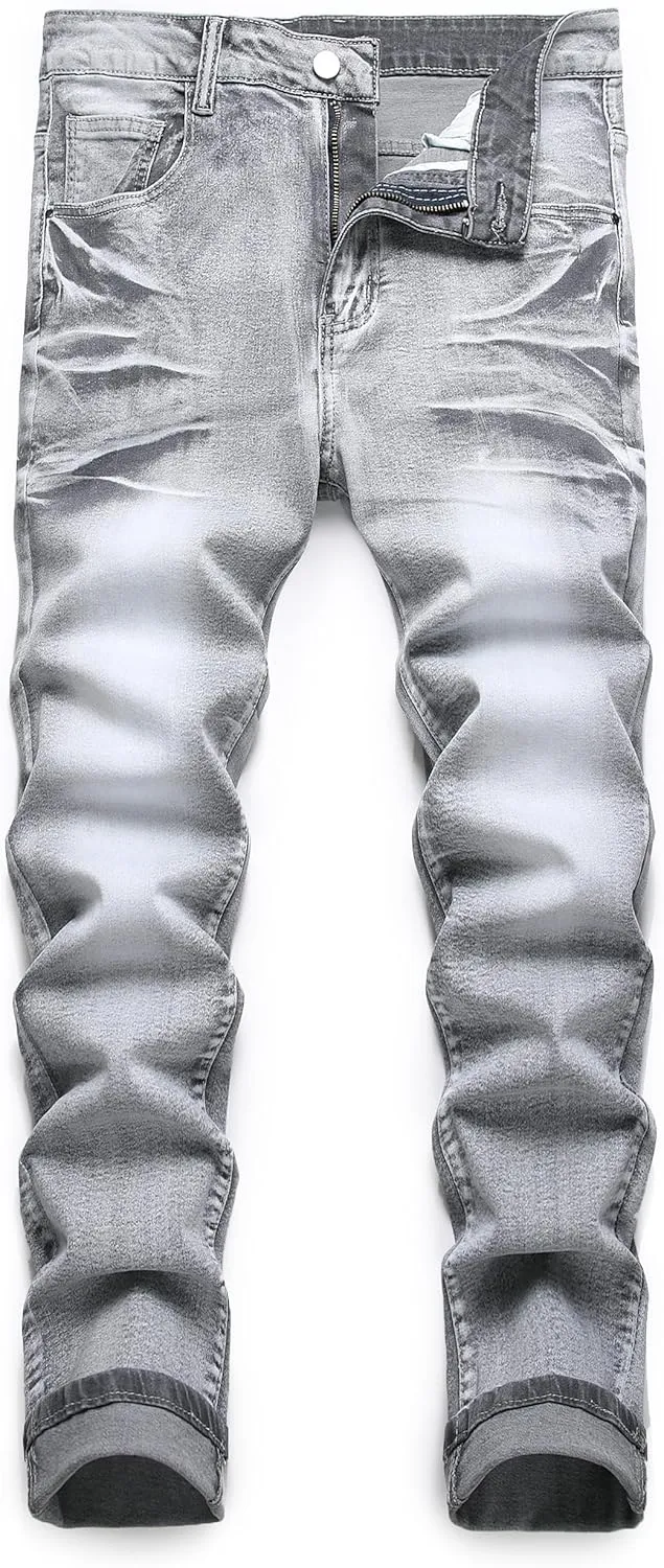 Men's Slim Fit Stretch Jean Blue Or Black Comfortable Soft Ripped Pants Demin