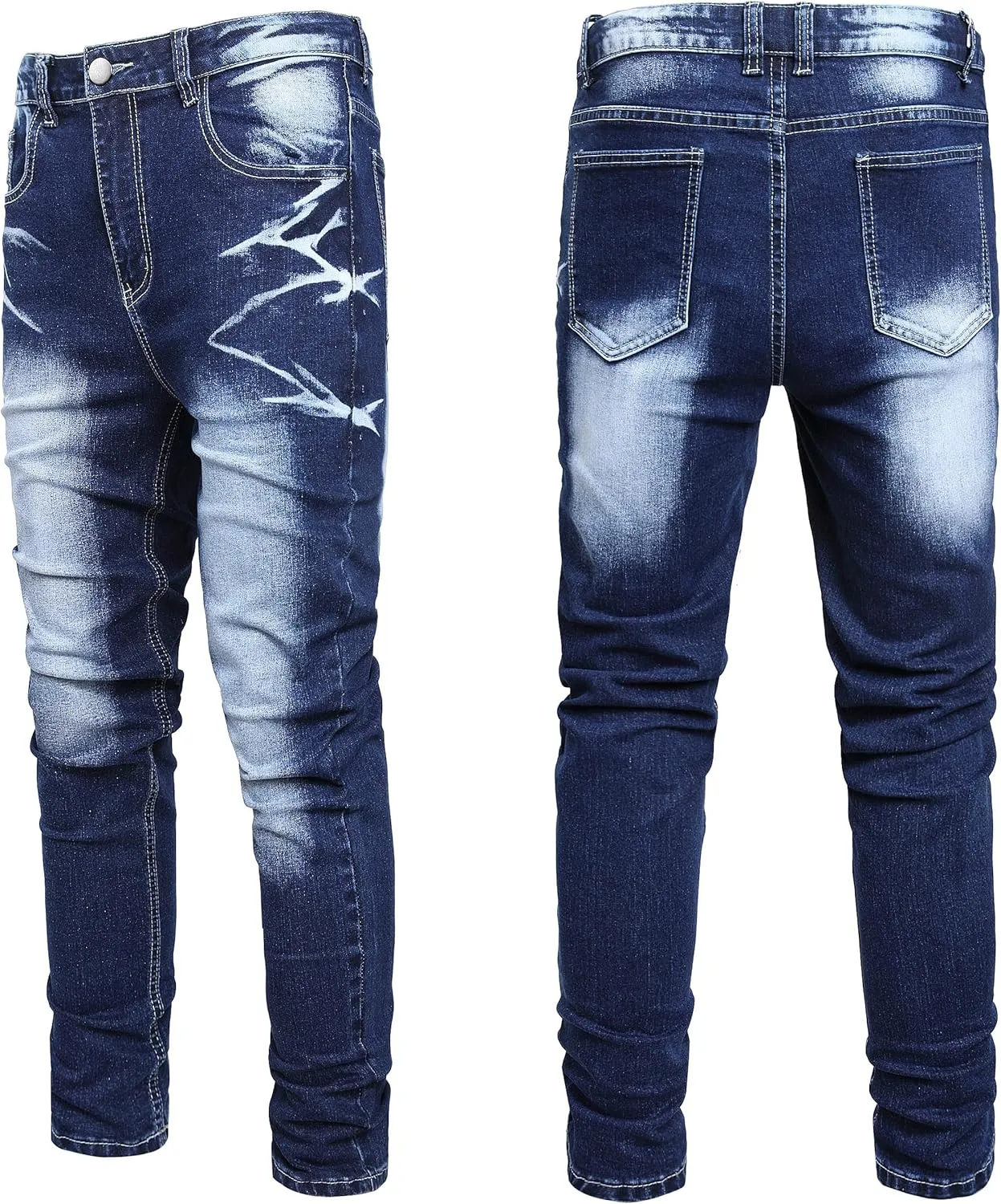 Men's Slim Fit Stretch Jean Blue Or Black Comfortable Soft Ripped Pants Demin