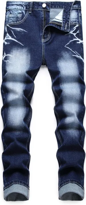 Men's Slim Fit Stretch Jean Blue Or Black Comfortable Soft Ripped Pants Demin
