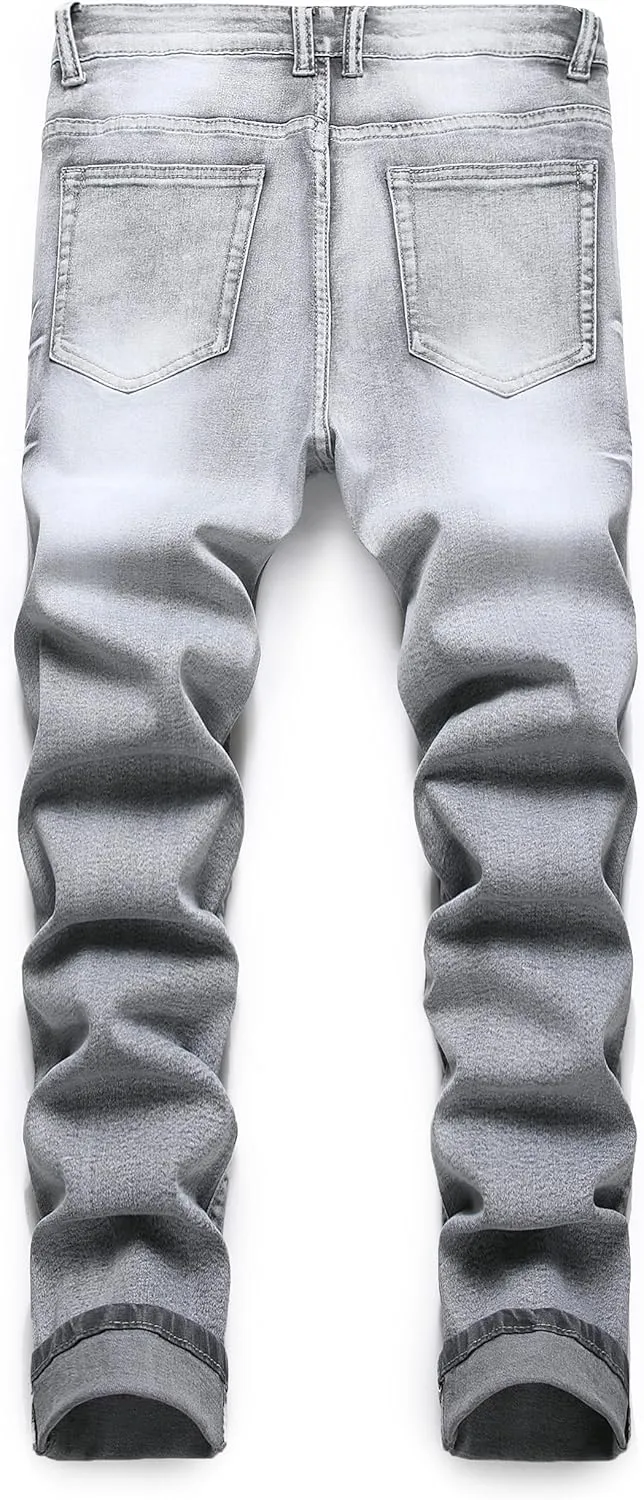 Men's Slim Fit Stretch Jean Blue Or Black Comfortable Soft Ripped Pants Demin