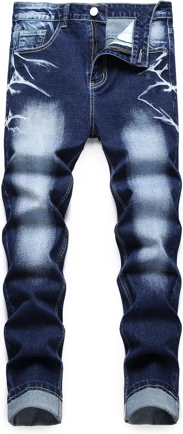 Men's Slim Fit Stretch Jean Blue Or Black Comfortable Soft Ripped Pants Demin