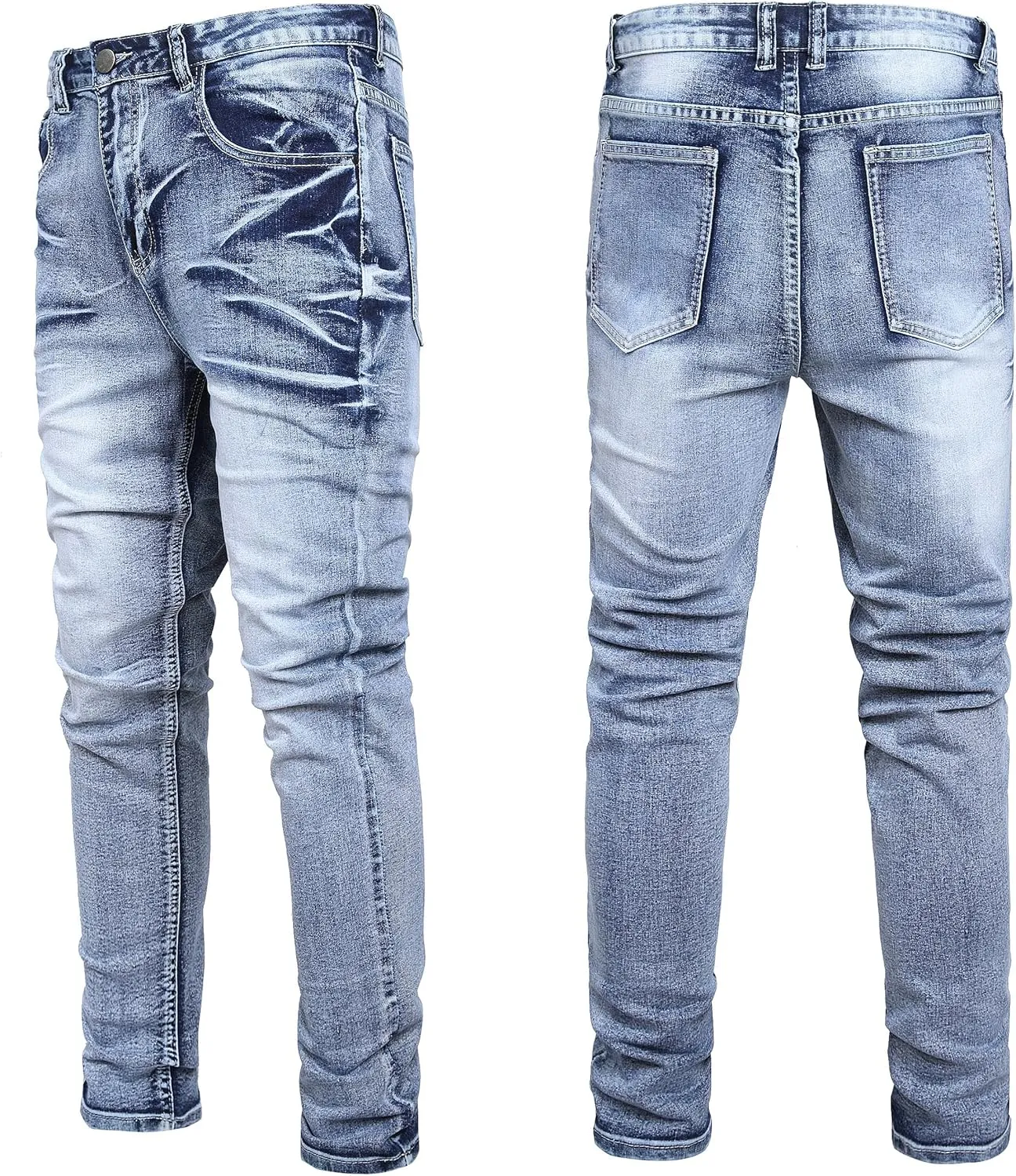 Men's Slim Fit Stretch Jean Blue Or Black Comfortable Soft Ripped Pants Demin