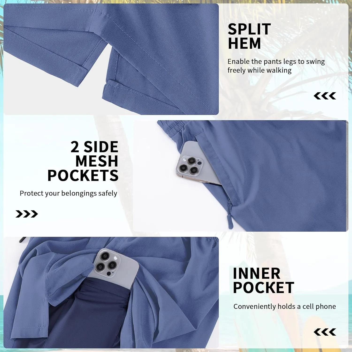 Mens Swim Trunks with Compression Liner 9" Board Shorts 2 in 1 Quick Dry Bathing Suits with Zipper Pockets