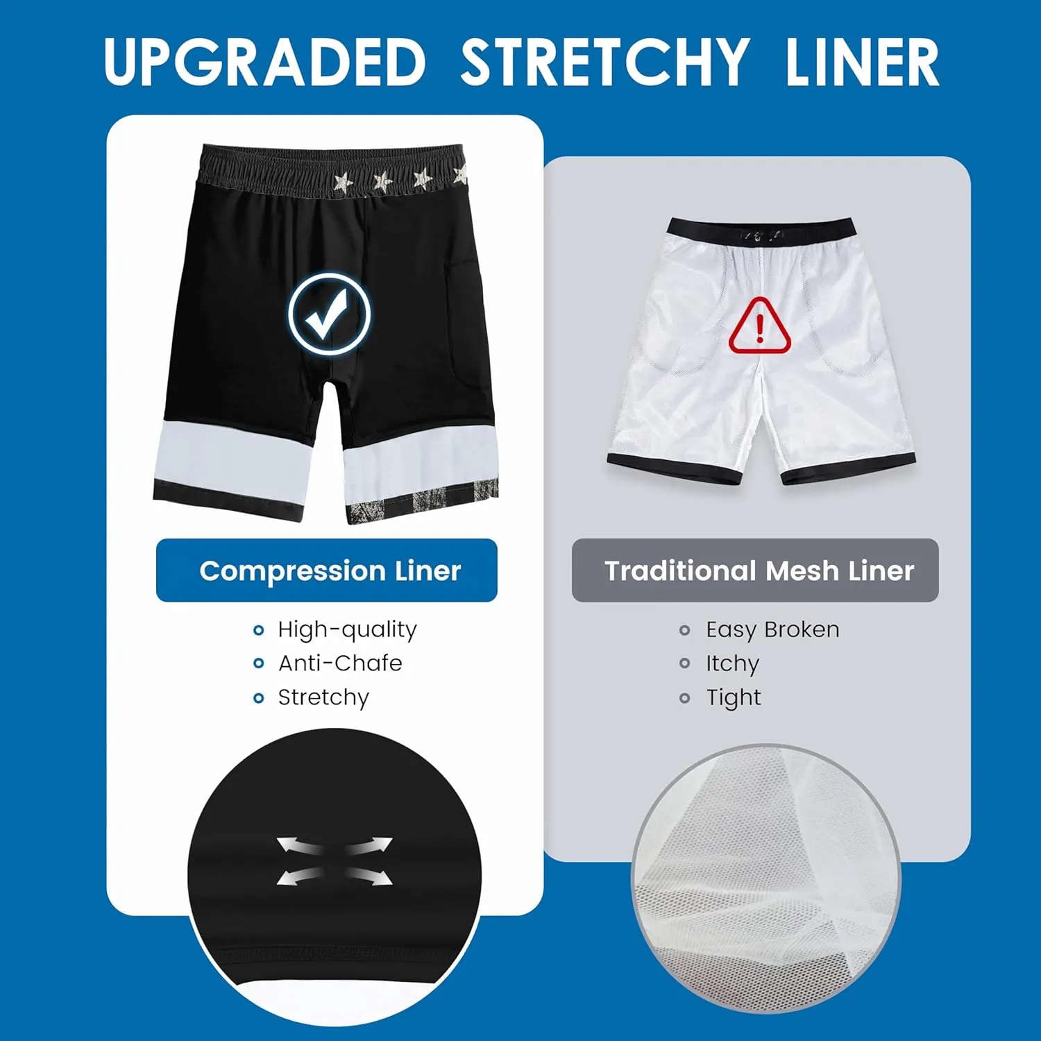 Mens Swim Trunks with Compression Liner 9" Board Shorts 2 in 1 Quick Dry Beach Swimwear Bathing Suits for Men