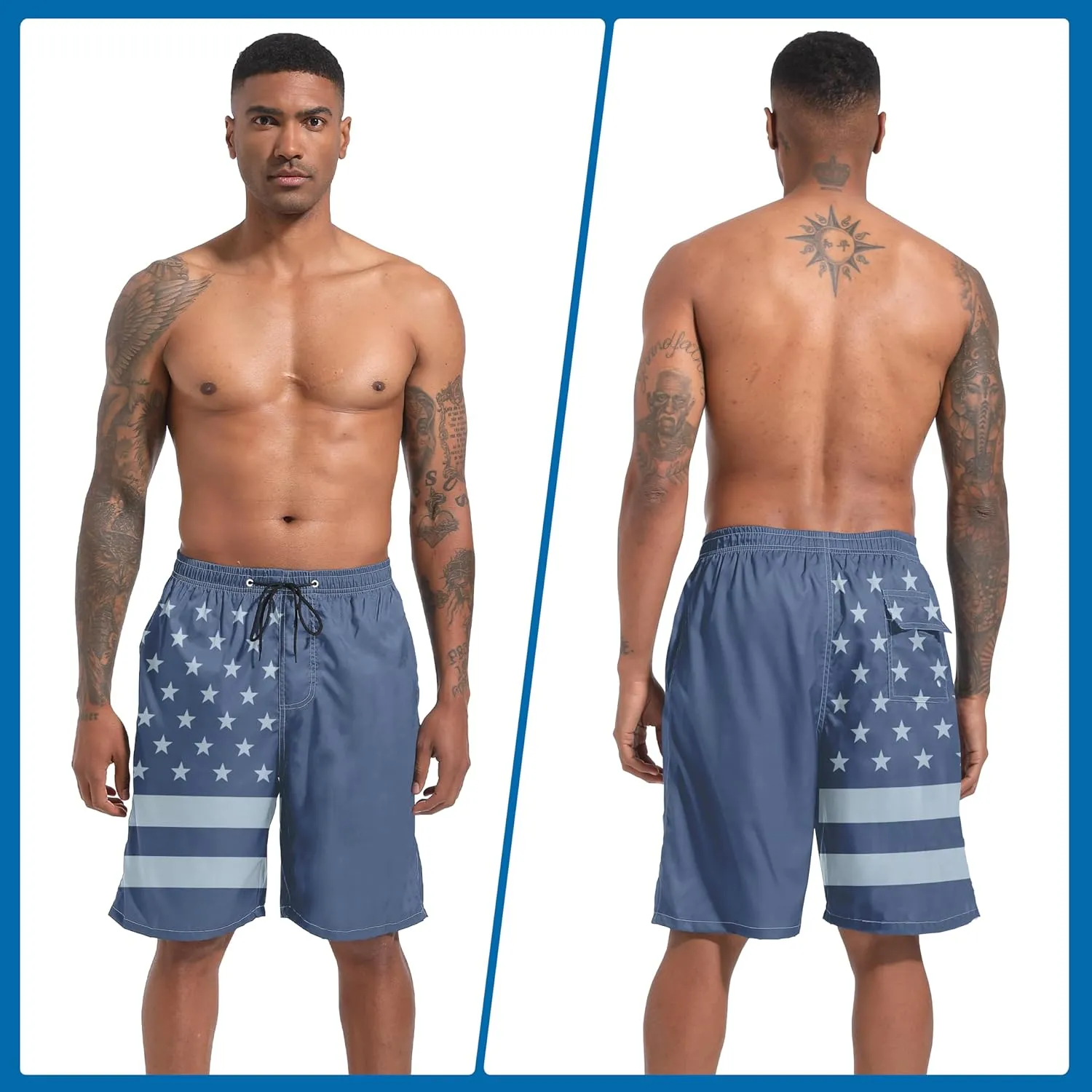 Mens Swim Trunks with Compression Liner 9" Board Shorts 2 in 1 Quick Dry Beach Swimwear Bathing Suits for Men