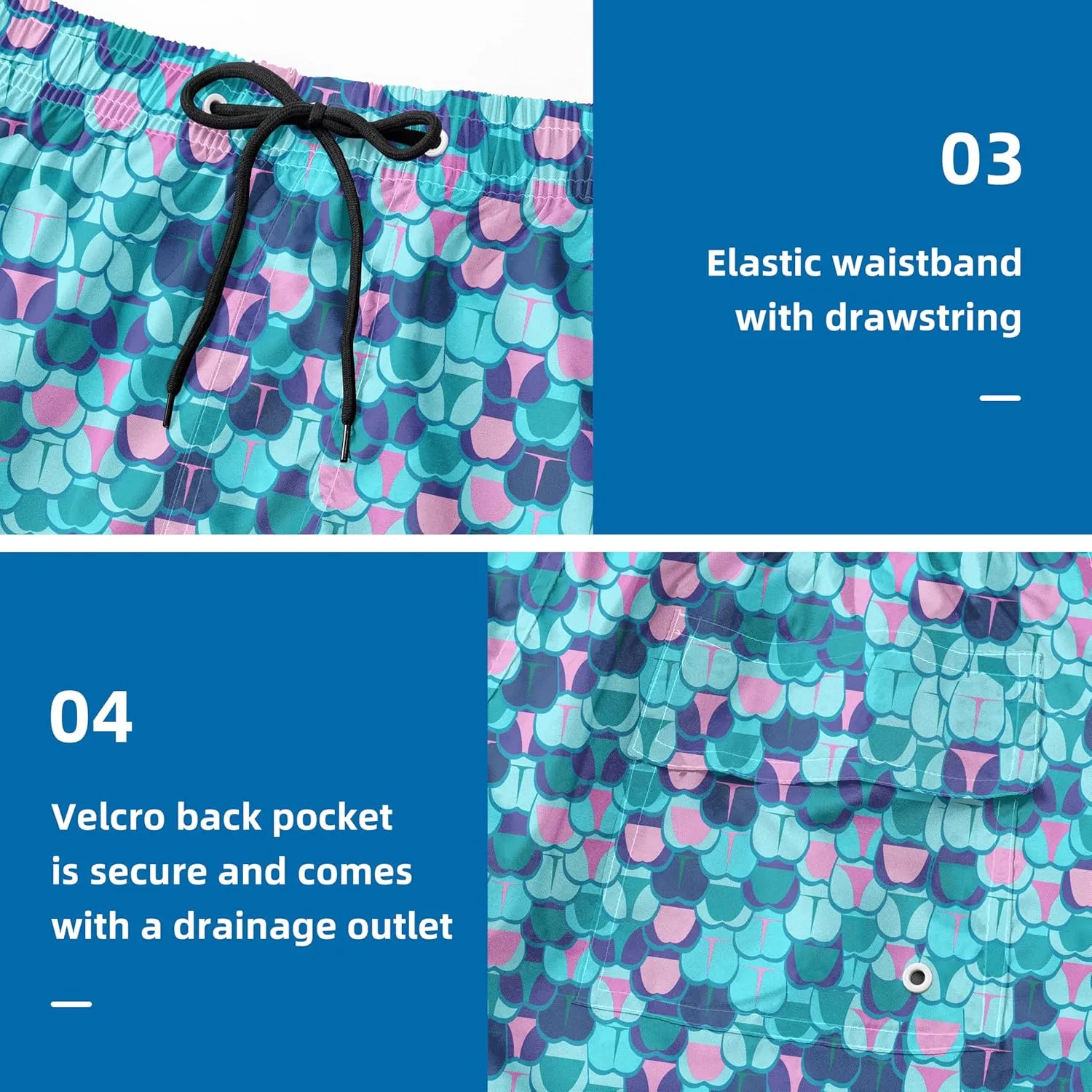 Mens Swim Trunks with Compression Liner 9" Stretch Board Shorts 2 in 1 Quick Dry Swimsuits Bathing Suits