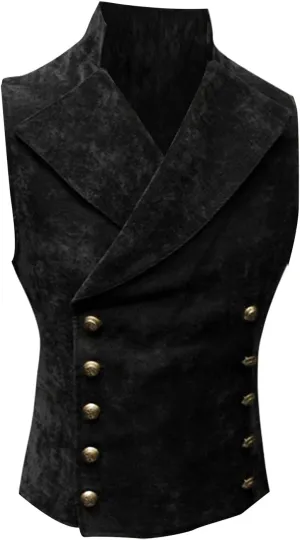 Men's Vintage Suit Vests Double Breasted Medieval Victorian Waistcoat Western Plus Size Party Prom Vest Jacket