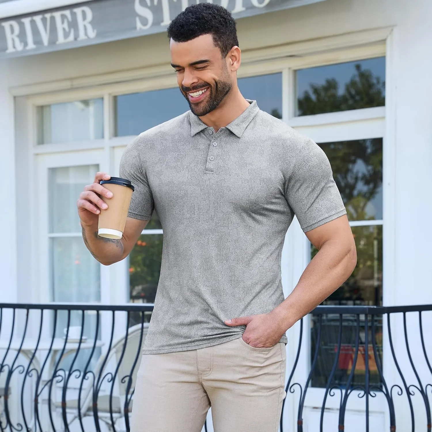 MISS MOLY Men's Short Sleeve Polo Shirt Quick Drying Golf T-Shirt Lightweight Button Down Athletic Casual Collared Tee