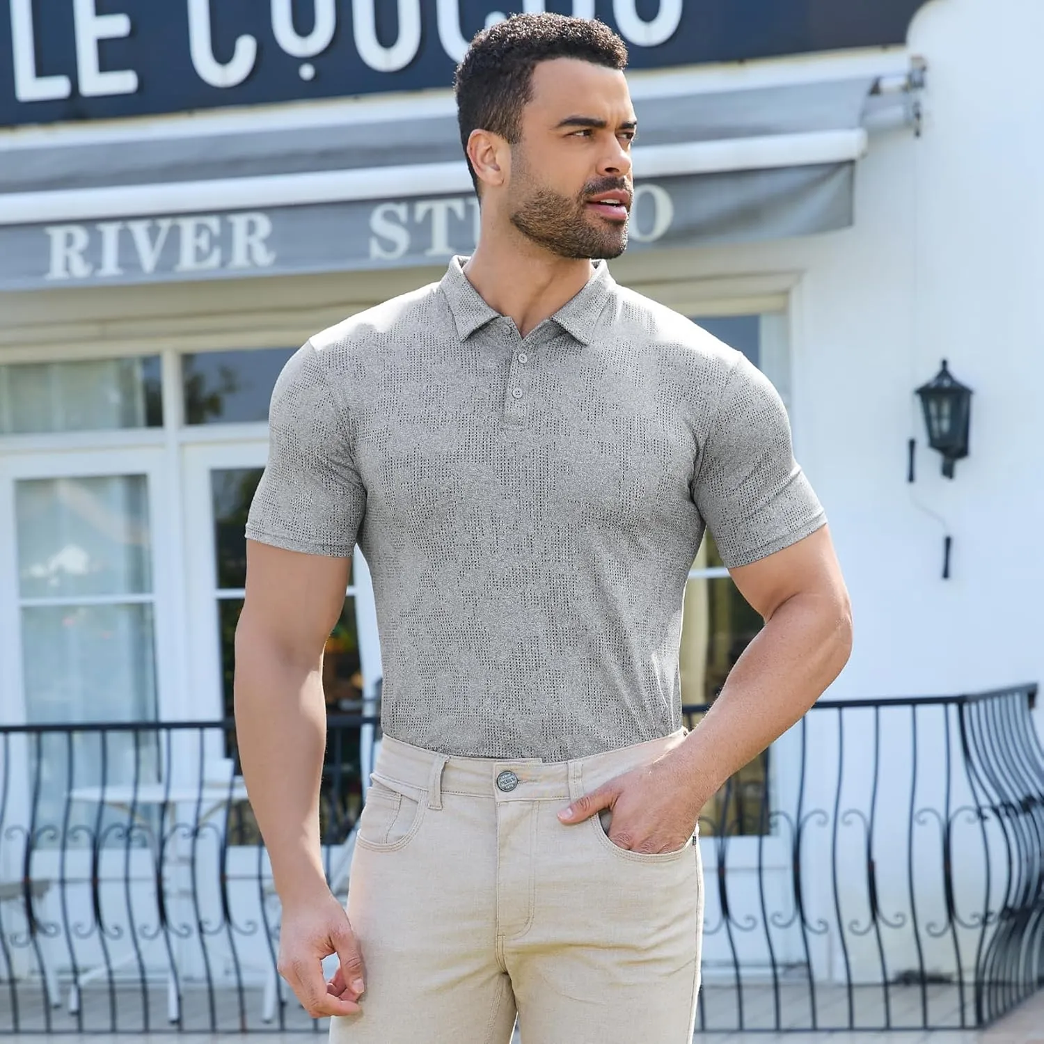 MISS MOLY Men's Short Sleeve Polo Shirt Quick Drying Golf T-Shirt Lightweight Button Down Athletic Casual Collared Tee