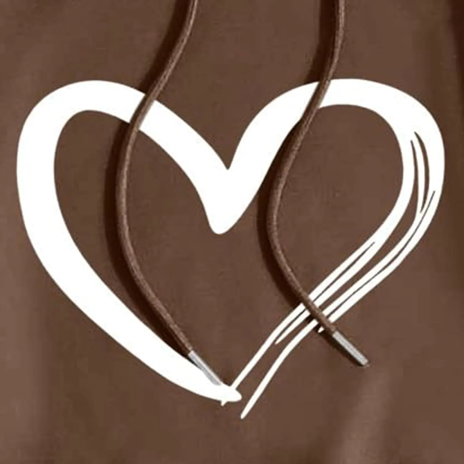 Mmoneyake Womens Graphic Hoodie Casual Heart Print Long Sleeve Pullover Fall Oversized Crew Neck Sweatshirt Trendy Streetwear