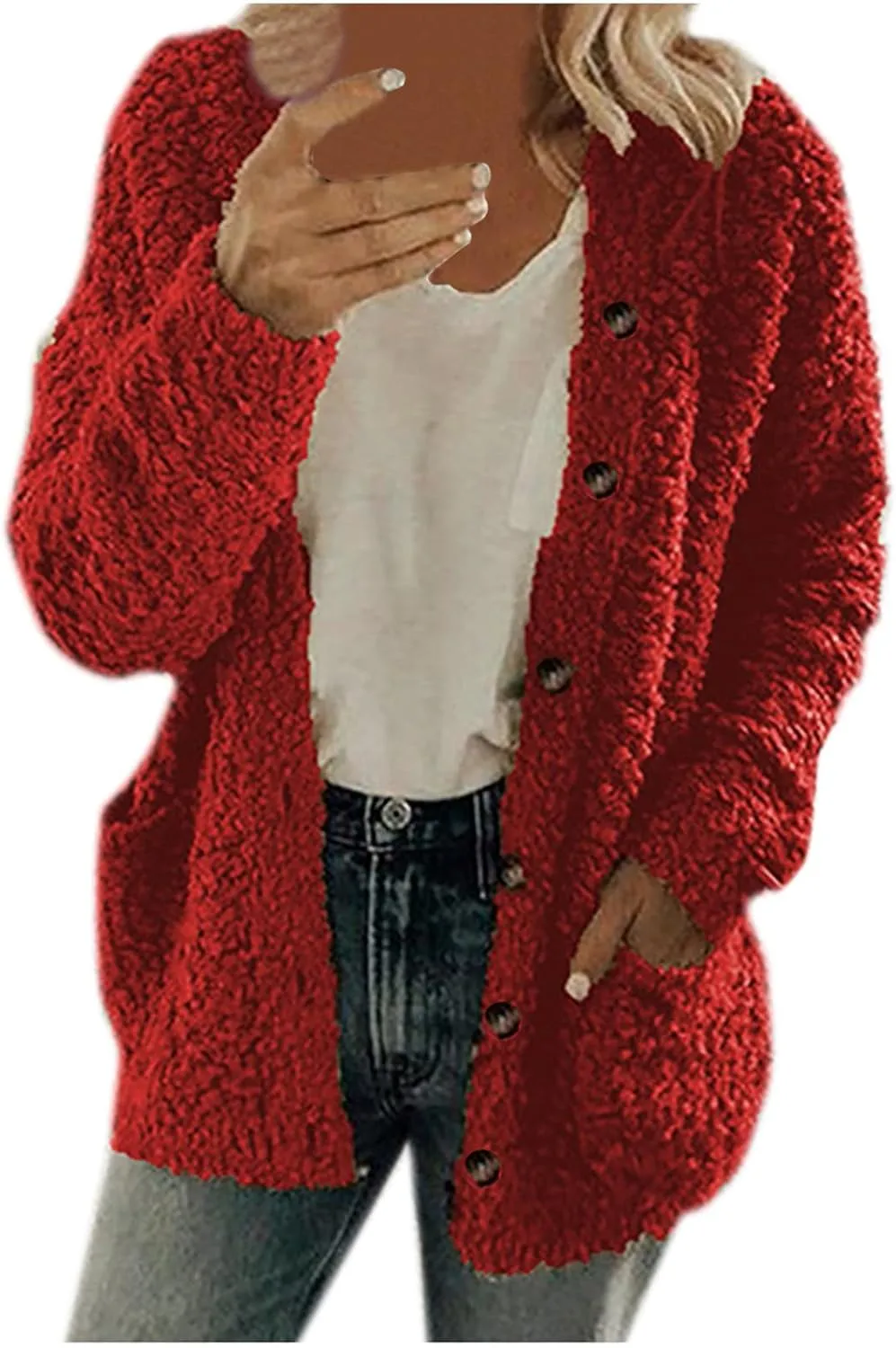 NaRHbrg Women's Cardigan Sweaters 2024 Casual Button Up Oversized Cardigan Open Front V Neck Lightweight Cardigans Coat