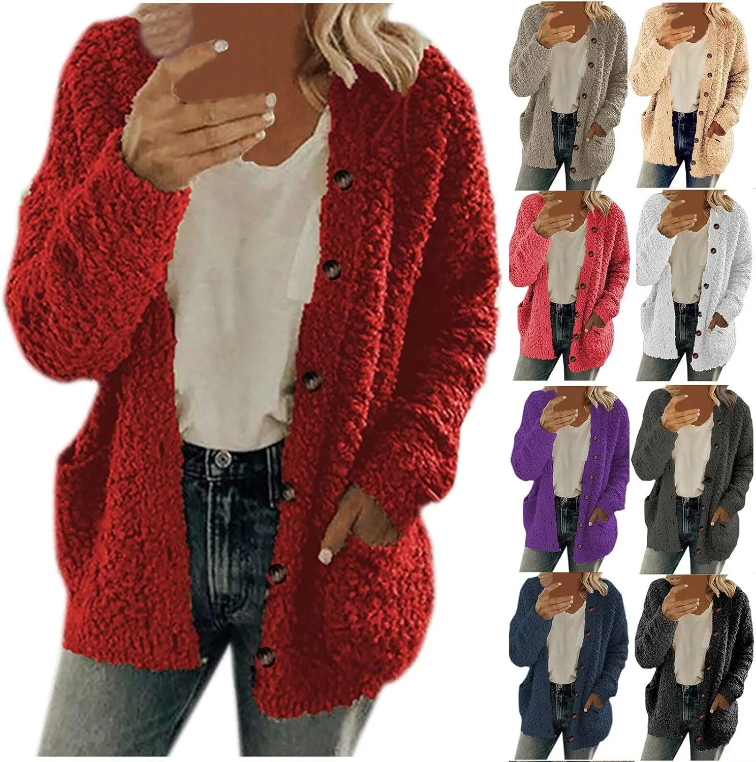 NaRHbrg Women's Cardigan Sweaters 2024 Casual Button Up Oversized Cardigan Open Front V Neck Lightweight Cardigans Coat
