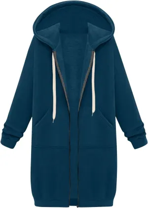 NBXNZWF Women's Zip Up Hoodies 2025 Fall Casual Oversized Fleece Long Tunic Long Sleeve Sweatshirts Jackets With Pockets