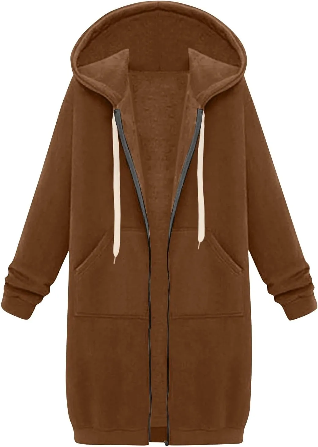 NBXNZWF Women's Zip Up Hoodies 2025 Fall Casual Oversized Fleece Long Tunic Long Sleeve Sweatshirts Jackets With Pockets