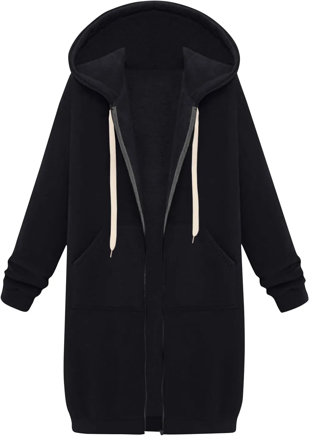NBXNZWF Women's Zip Up Hoodies 2025 Fall Casual Oversized Fleece Long Tunic Long Sleeve Sweatshirts Jackets With Pockets