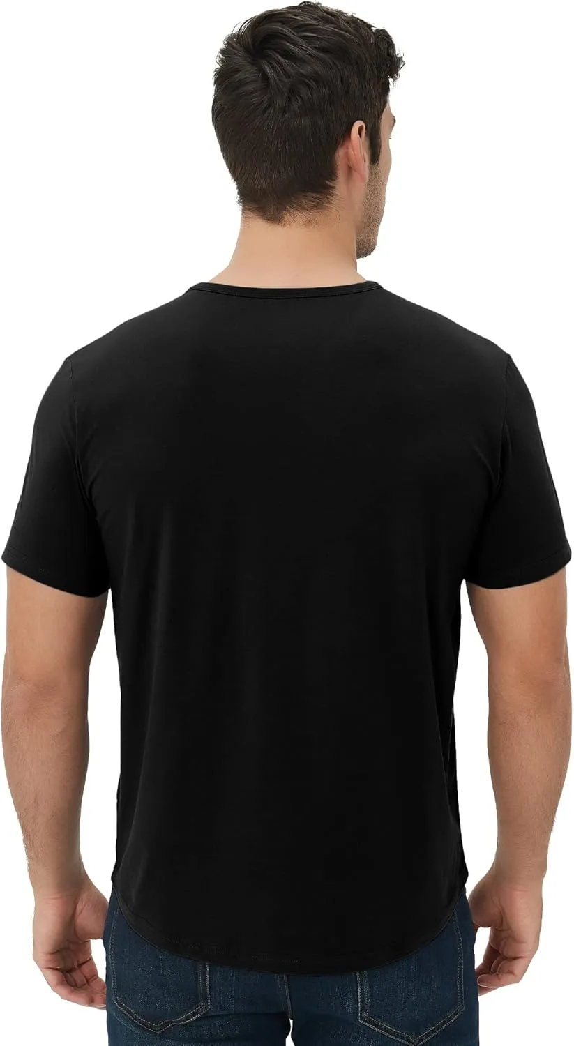 netdraw Men's Ultra Soft Bamboo Viscose T-Shirt Curve Hem Lightweight Cooling Short/Long Sleeve Casual Basic Tee Shirt