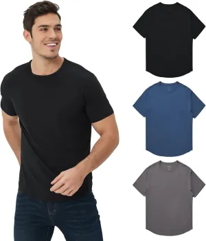 netdraw Men's Ultra Soft Bamboo Viscose T-Shirt Curve Hem Lightweight Cooling Short/Long Sleeve Casual Basic Tee Shirt