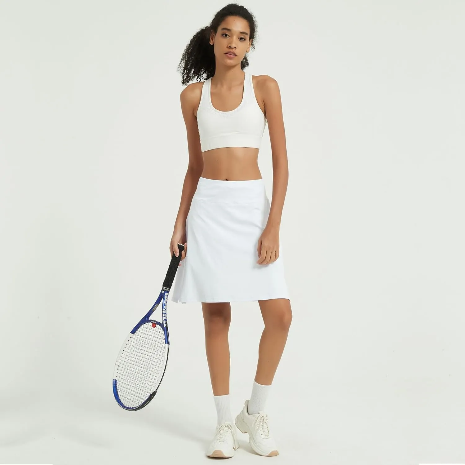 NOOYME 20" Skorts for Women Athletic Modest with Pockets Knee Length Tennis Golf Skirts
