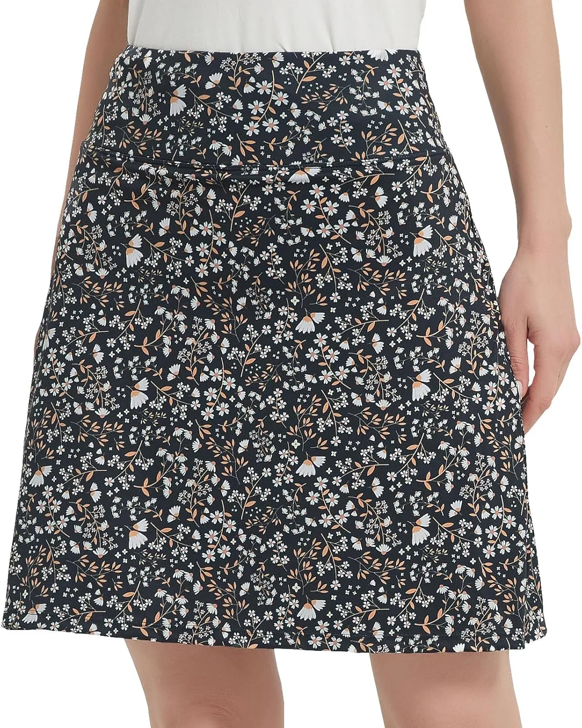 NOOYME 20" Skorts for Women Athletic Modest with Pockets Knee Length Tennis Golf Skirts