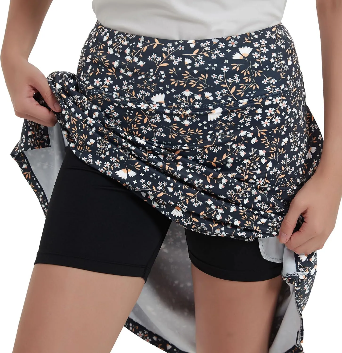 NOOYME 20" Skorts for Women Athletic Modest with Pockets Knee Length Tennis Golf Skirts