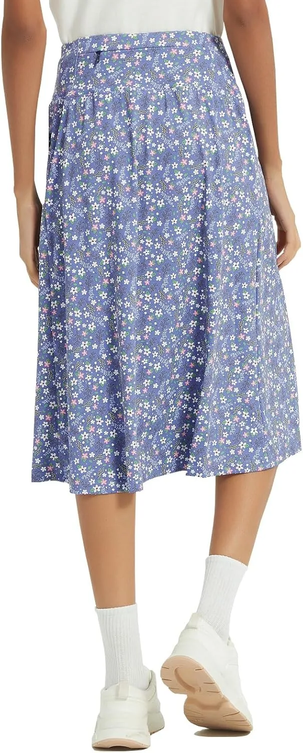 NOOYME 28" Skorts for Women with 3 Pockets Modest Knee Length Athletic Midi Skirts