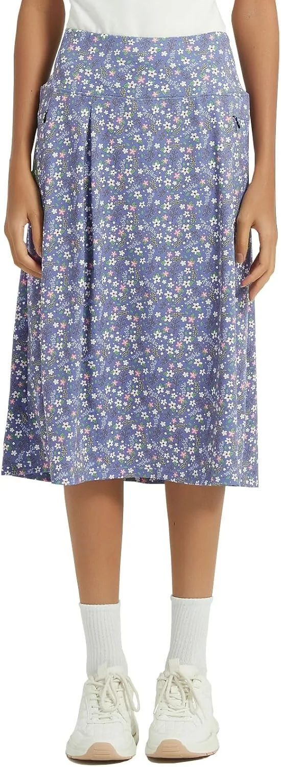 NOOYME 28" Skorts for Women with 3 Pockets Modest Knee Length Athletic Midi Skirts