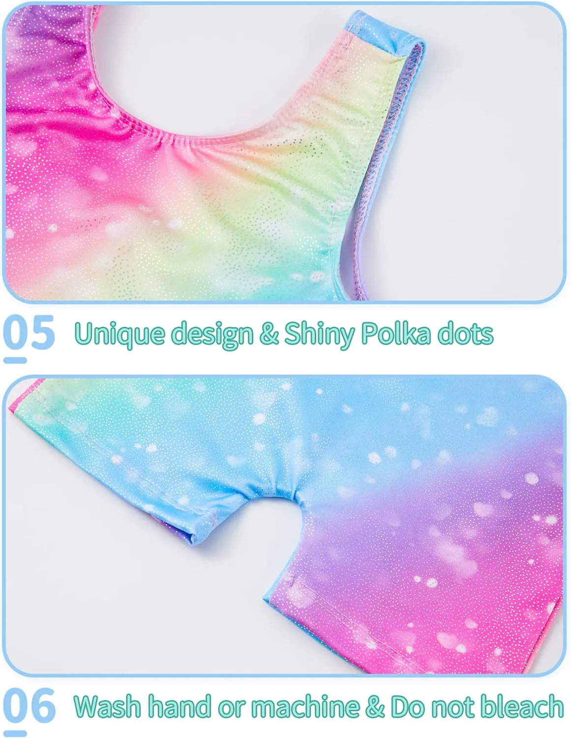 Nymphperi 2 Packs Gymnastics Leotard for Girls Sparkle Biketards with Shorts Kids Sleeveless Unitard One-Piece Dancewear