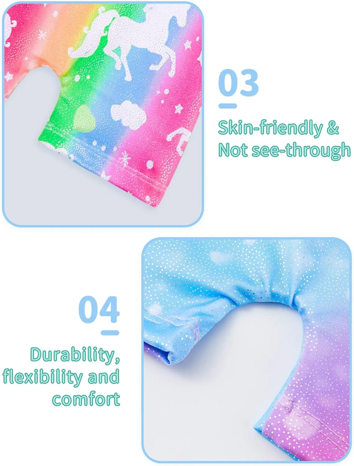 Nymphperi 2 Packs Gymnastics Leotard for Girls Sparkle Biketards with Shorts Kids Sleeveless Unitard One-Piece Dancewear