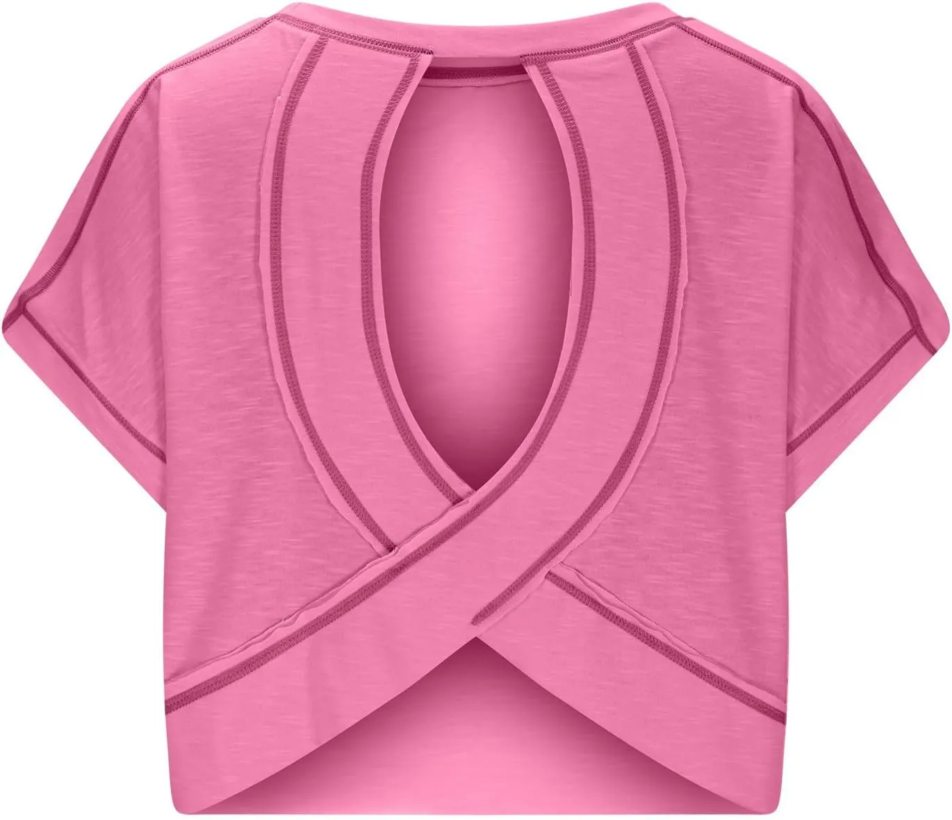 Open Back Workout Tops for Women Yoga Athletic Backless Shirts Oversized Trendy Short Sleeve T-Shirt Running Crop Tee