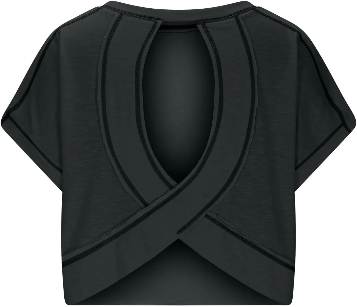 Open Back Workout Tops for Women Yoga Athletic Backless Shirts Oversized Trendy Short Sleeve T-Shirt Running Crop Tee