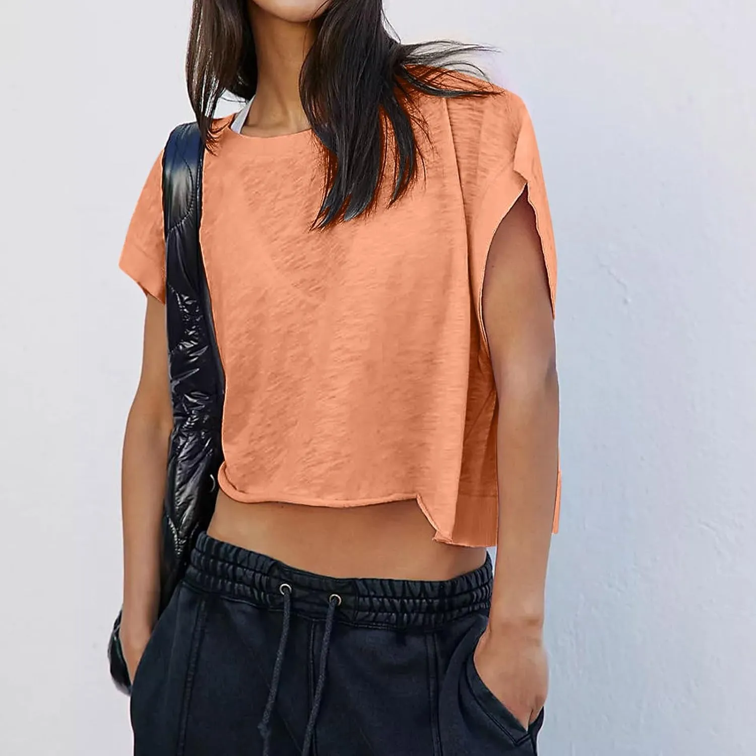 Open Back Workout Tops for Women Yoga Athletic Backless Shirts Oversized Trendy Short Sleeve T-Shirt Running Crop Tee