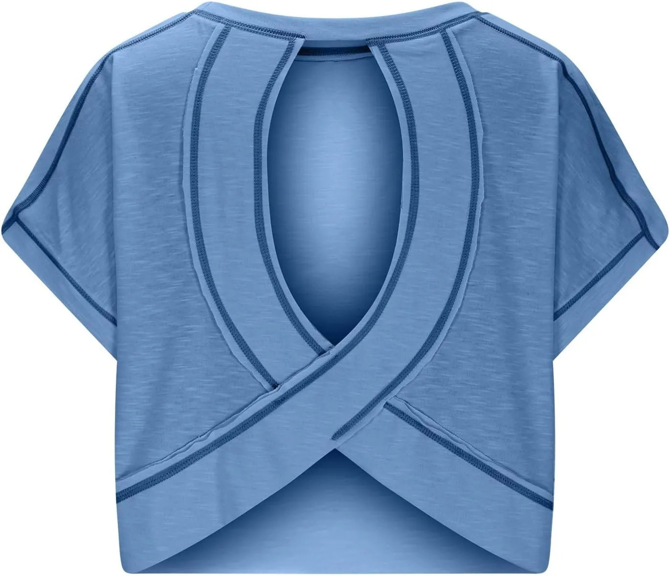 Open Back Workout Tops for Women Yoga Athletic Backless Shirts Oversized Trendy Short Sleeve T-Shirt Running Crop Tee