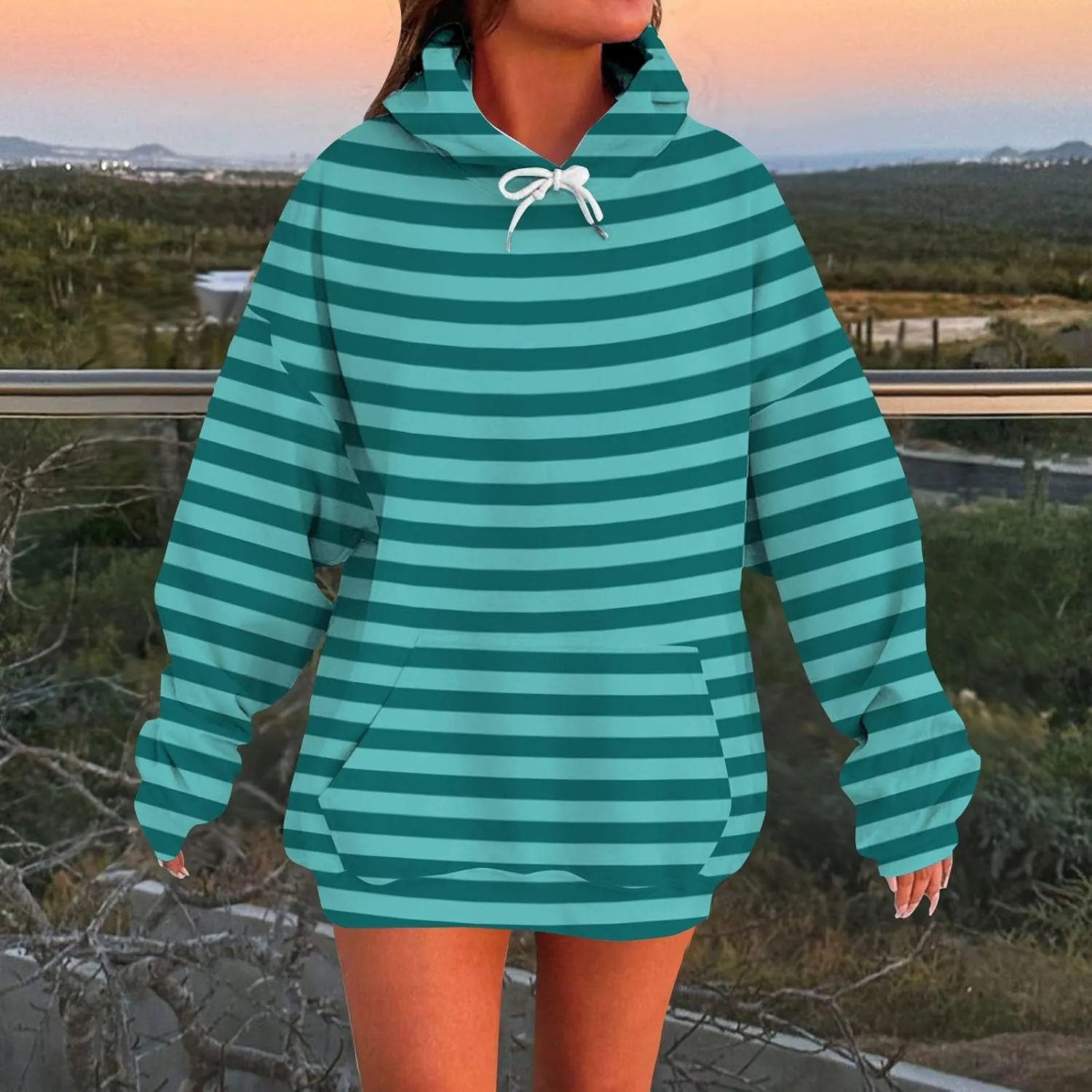 Oversized Hoodies for Women Drop Shoulder Striped Fleece Sweatshirts 2024 Plus Size Pullover Tops Trendy Outfits