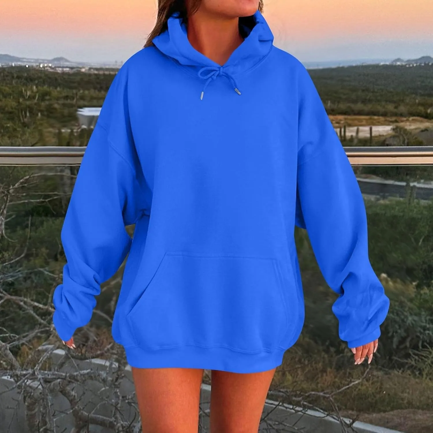 Oversized Hoodies for Women Drop Shoulder Striped Fleece Sweatshirts 2024 Plus Size Pullover Tops Trendy Outfits