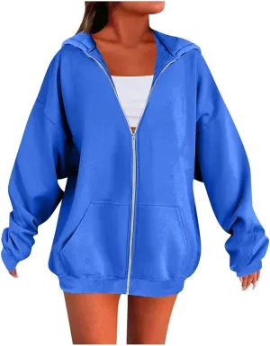Oversized Hoodies for Women Trendy Plus Size Long Sleeve Cute Zip Up Sweatshirts Y2k Casual Fall Fashion 2024 Clothes